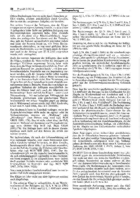 Vorschauseite 3: Rabattierbarkeit von Großhandelszuschlägen gem. § 2 AMPreisV und Rechtsnatur von Rabatten und Skonti AMPrV§2;UWG §4 11