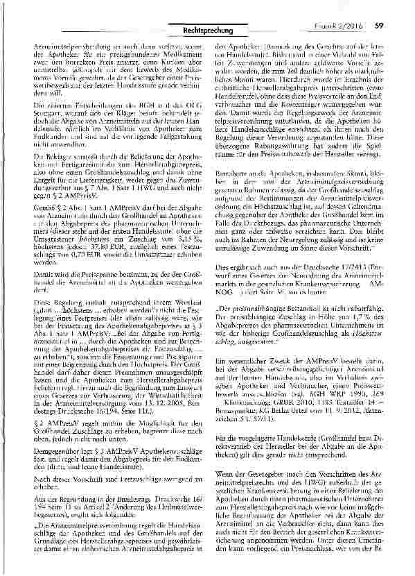 Vorschauseite 4: Rabattierbarkeit von Großhandelszuschlägen gem. § 2 AMPreisV und Rechtsnatur von Rabatten und Skonti AMPrV§2;UWG §4 11