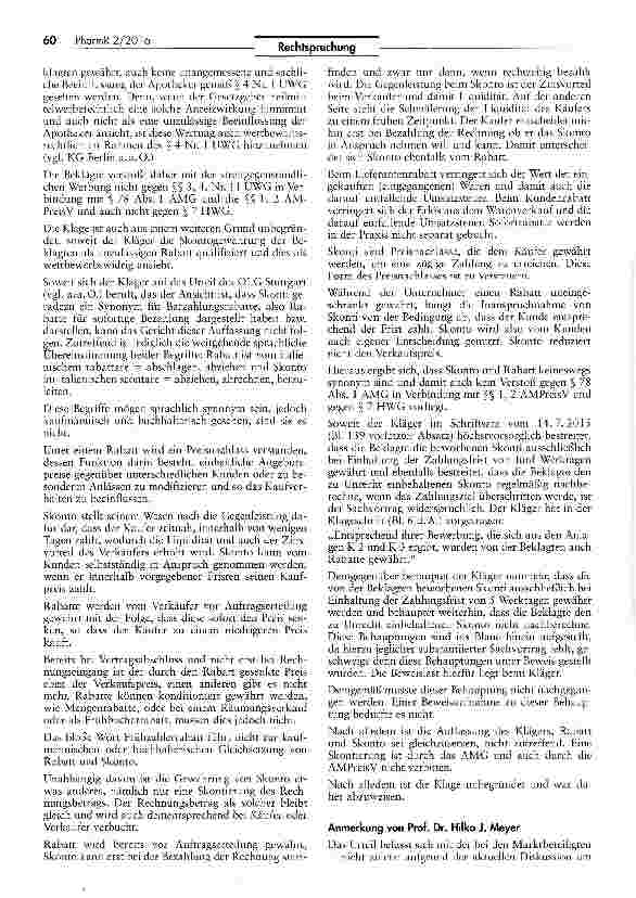 Vorschauseite 5: Rabattierbarkeit von Großhandelszuschlägen gem. § 2 AMPreisV und Rechtsnatur von Rabatten und Skonti AMPrV§2;UWG §4 11