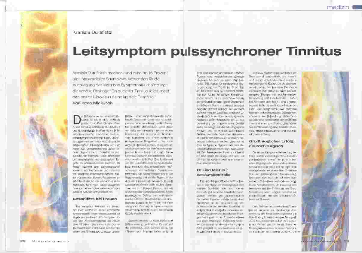 Vorschauseite 1: Leitsymptom pulssynchroner Tinnitus