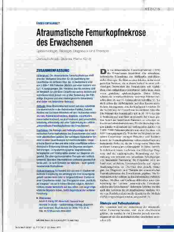 Vorschauseite 1: Atraumatische Femurkopfnekrose des Erwachsenen