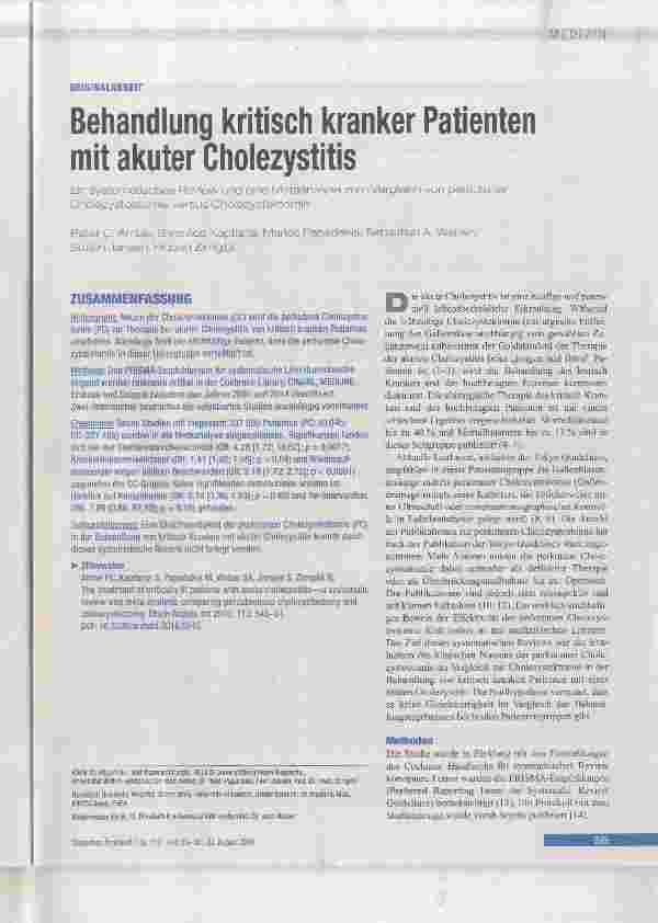 Vorschauseite 1: Behandlung kritisch kranker Patienten mit akuter Cholezystitis