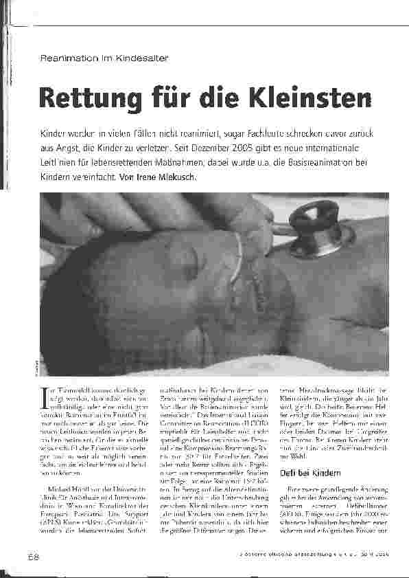 Vorschauseite 1: Reanimation im Kindesalter - Rettung für die Kleinsten