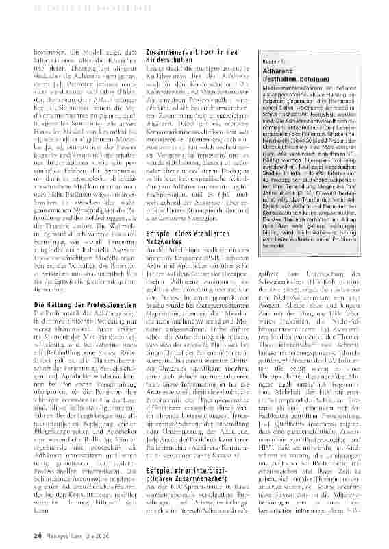 Vorschauseite 2: Die Adhärenz: Ein wichtiges Element in der Betreuung von Chronischkranken
