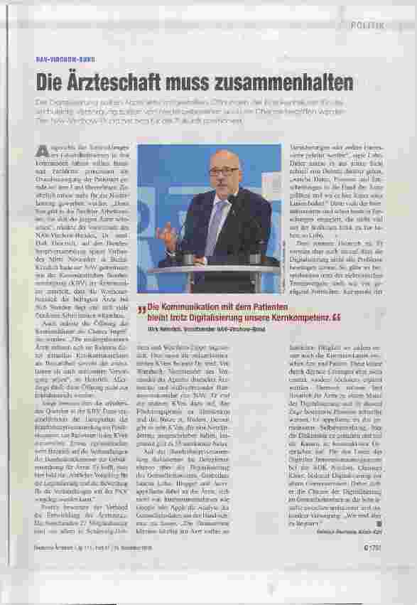 Vorschauseite 1: Die Ärzteschaft muss Zusammenhalten
