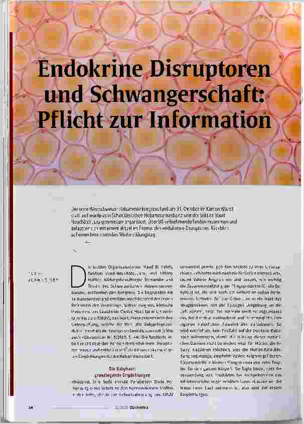 Vorschauseite 1: Endokrine Disruptoren und Schwangerschaft: Pflicht zur Information
