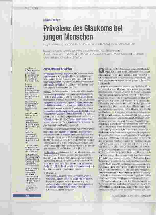Vorschauseite 1: Prävalenz des Glaukoms bei jungen Menschen
