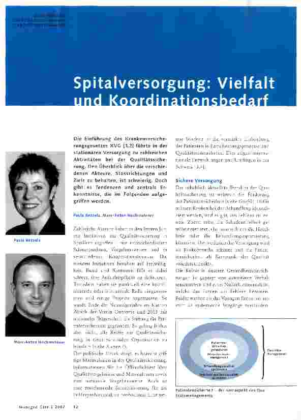 Vorschauseite 1: Spitalversorgung: Vielfalt und Koordinationsbedarf