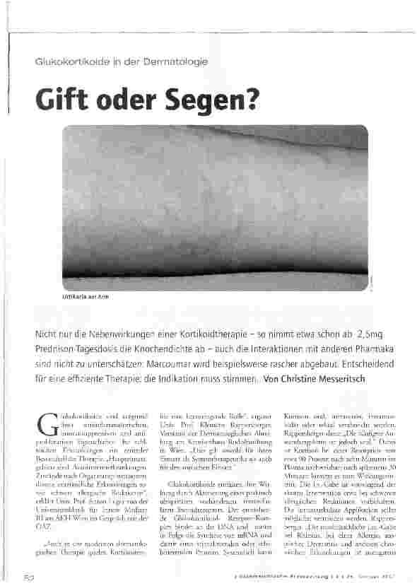 Vorschauseite 1: Glukokortikoide in der Dermatologie - Gift oder Segen?