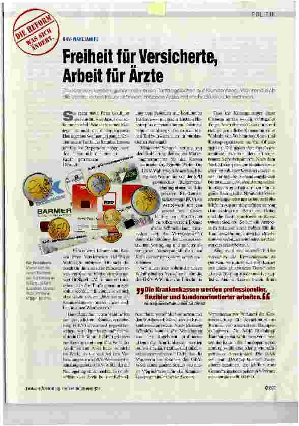 Vorschauseite 1: Freiheit für Versicherte, Arbeit für Ärzte