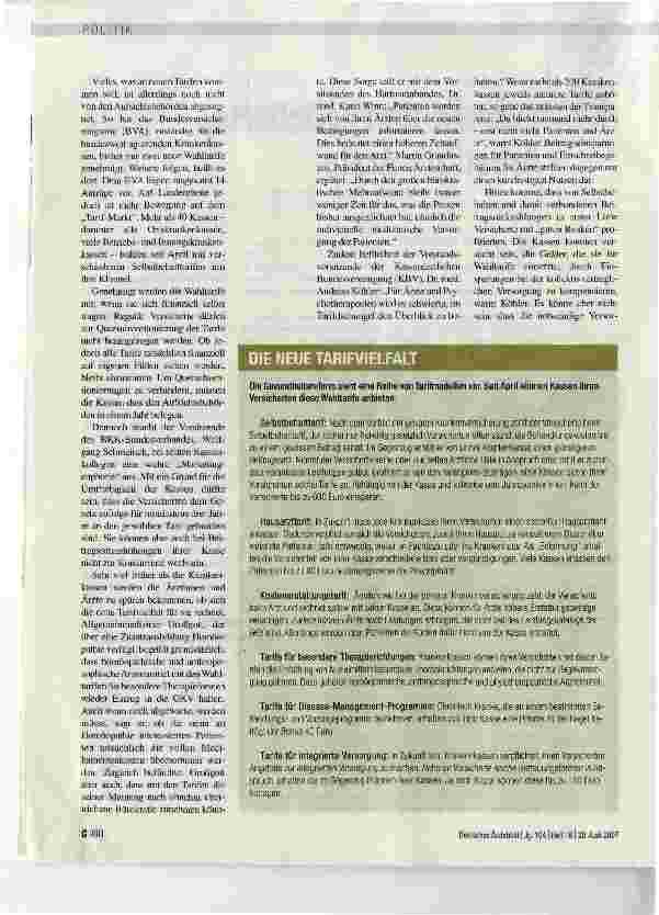 Vorschauseite 2: Freiheit für Versicherte, Arbeit für Ärzte