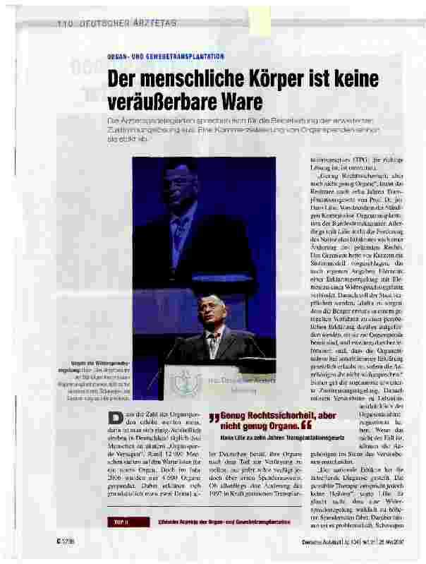 Vorschauseite 1: Der menschliche Körper ist keine veräußerbare Ware
