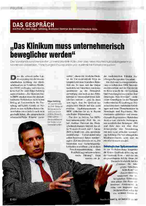Vorschauseite 1: Das Klinikum muss unternehmerisch beweglicher werden