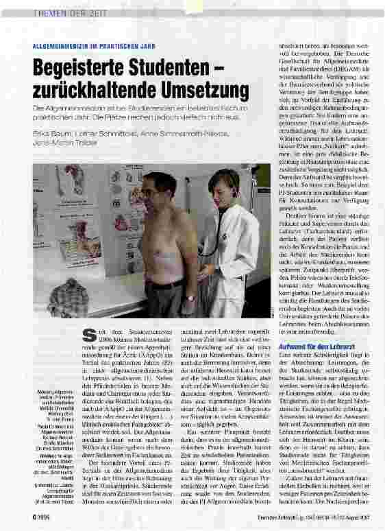 Vorschauseite 1: Begeisterte Studenten -zurückhaltende Umsetzung