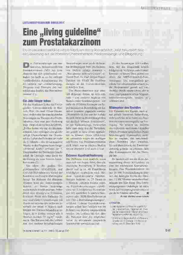 Vorschauseite 1: Eine „living guideline“ zum Prostatakarzinom