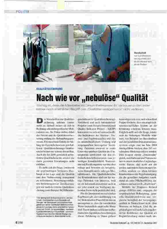 Vorschauseite 1: Nach wie vor „nebulöse Qualität
