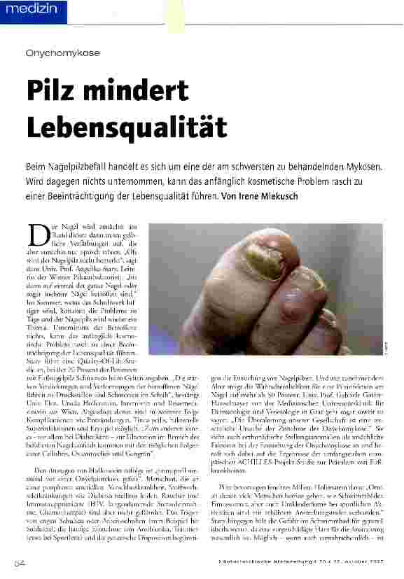 Vorschauseite 1: Pilz mindert Lebensqualität