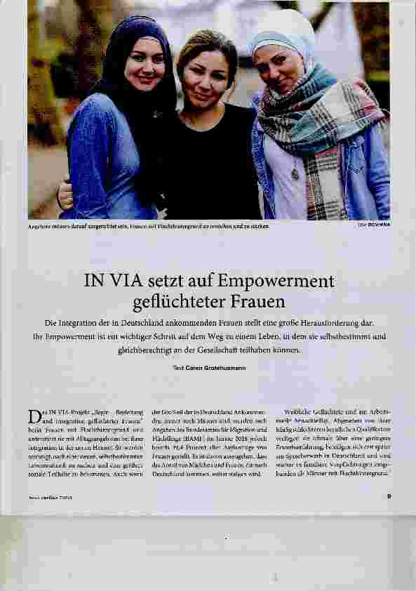 Vorschauseite 1: IN VIA setzt auf Empowerment geflüchteter Frauen