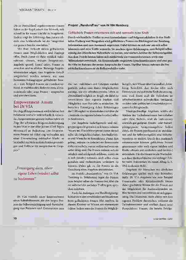 Vorschauseite 2: IN VIA setzt auf Empowerment geflüchteter Frauen