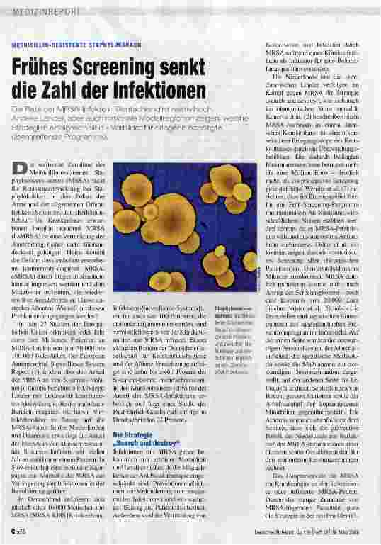 Vorschauseite 1: Frühes Screening senkt die Zahl der Infektionen