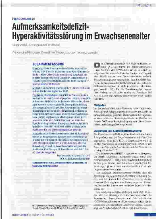 Vorschauseite 1: Auf merksamkeitsdefizit-Hyperaktivitätsstörung im Erwachsenenalter