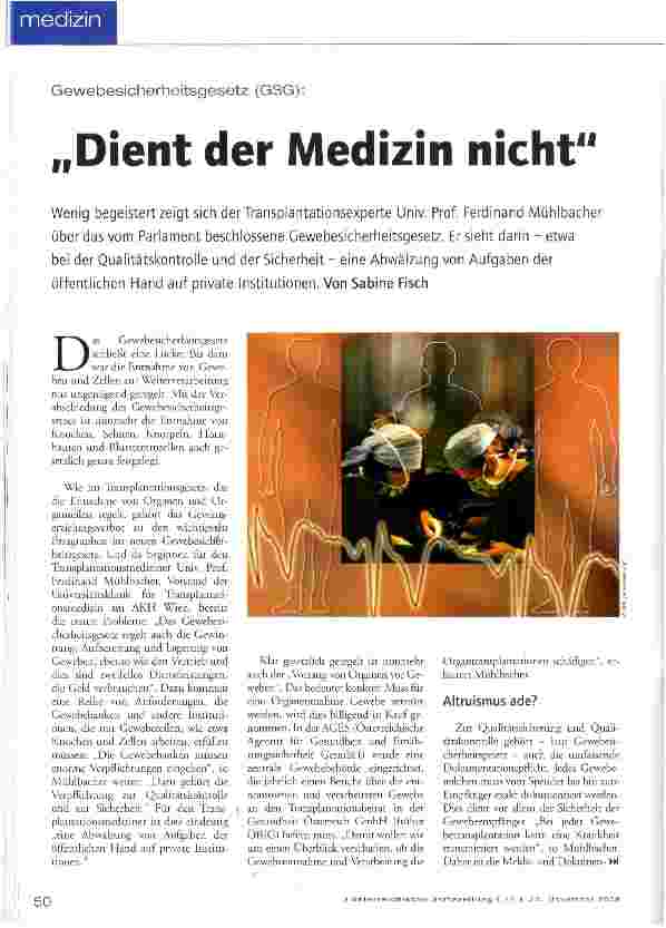 Vorschauseite 1: „Dient der Medizin nicht