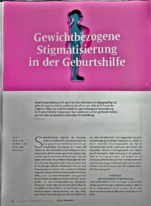 Vorschauseite 1: Gewichtsbezogene Stigmatisierung in der Geburtshilfe