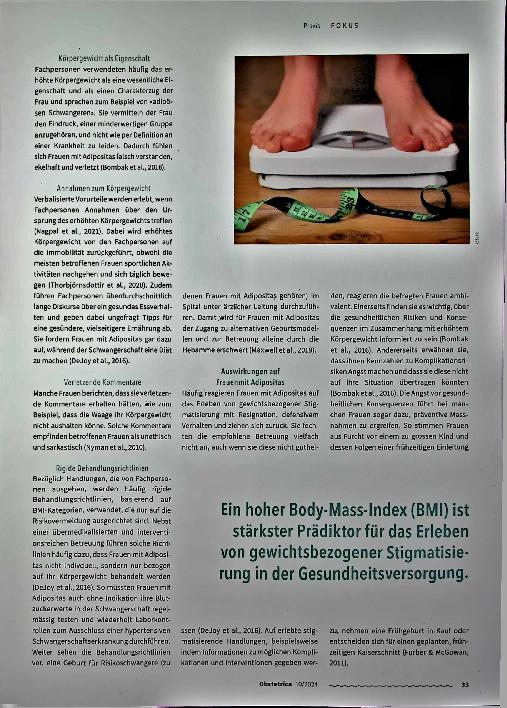Vorschauseite 2: Gewichtsbezogene Stigmatisierung in der Geburtshilfe