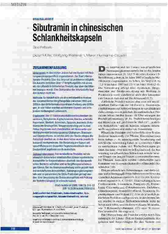 Vorschauseite 1: Sibutramin in chinesischen Schlankheitskapseln