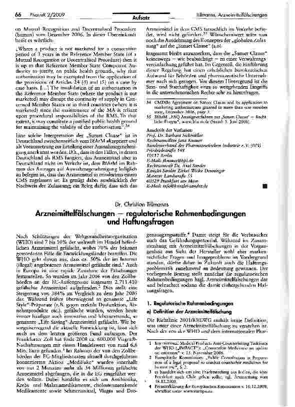 Vorschauseite 1: Arzneimittelfälschungen — regulatorische Rahmenbedingungen und Handlungsfragen