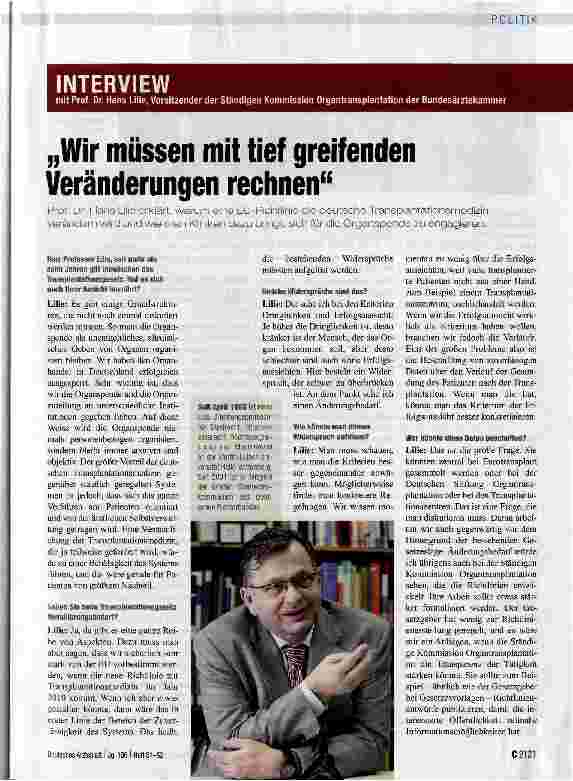 Vorschauseite 1: „Wir müssen mit tief greifenden Veränderungen rechnen
