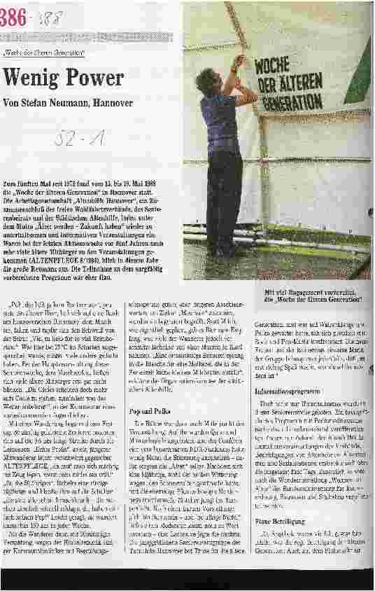 Vorschauseite 1: Woche der älteren Generation Wenig Power