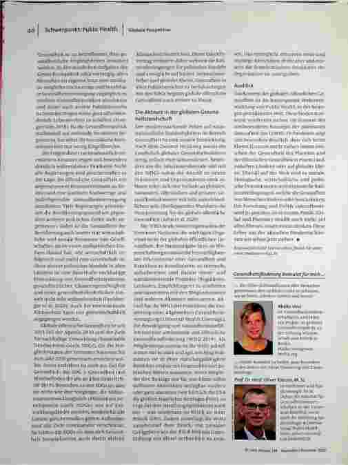 Vorschauseite 3: Was uns Covid-19 lehrt: Die globale Perspektive ist unabdingbar.