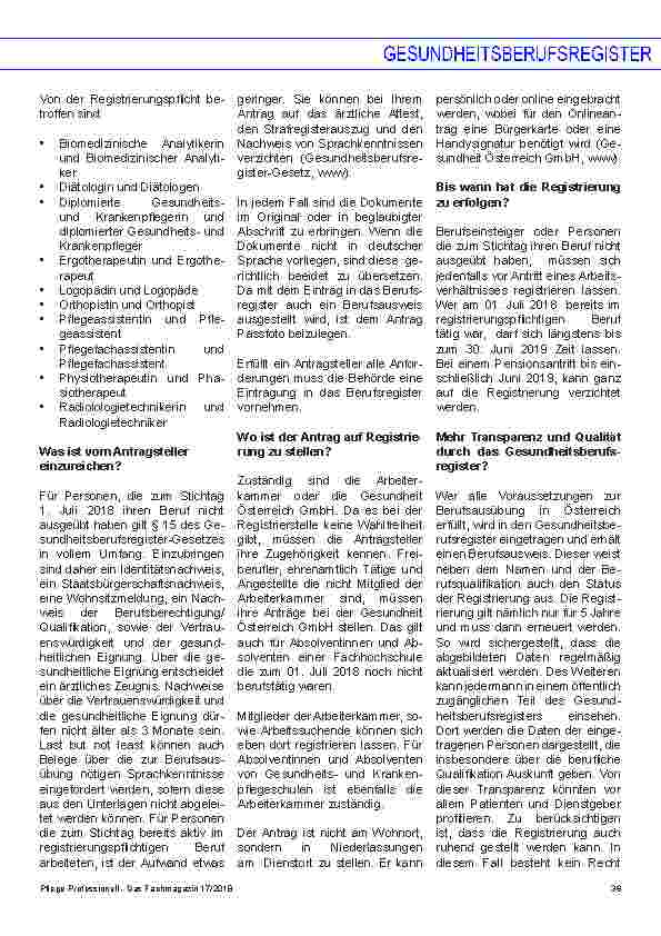 Vorschauseite 2: Das Gesundheitsberufsregister in Österreich Wer, Was, Wo & Wann? Die 4 W-Fragen zur Registrierung