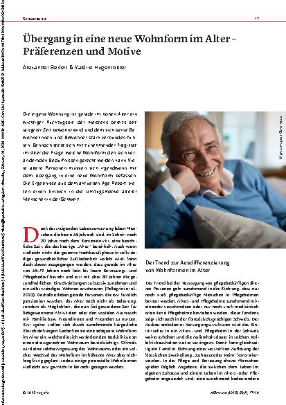 Vorschauseite 1: Übergang in eine neue Wohnform im Alter – Präferenzen und Motive