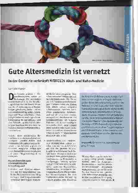 Vorschauseite 1: Gute Altersmedizin ist vernetzt. In der Geriatrie verknüpft MEDICLIN Akutund Reha-Medizin.