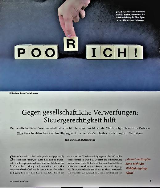 Vorschauseite 1: Gegen gesellschaftliche Verwerfungen: Steuergerechtigkeit hilft