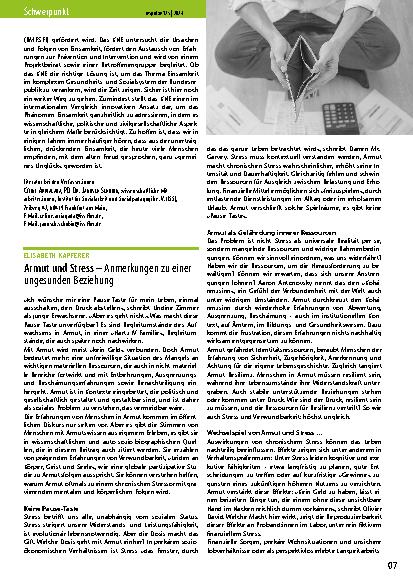 Vorschauseite 1: Armut und Stress – Anmerkungen zu einer ungesunden Beziehung