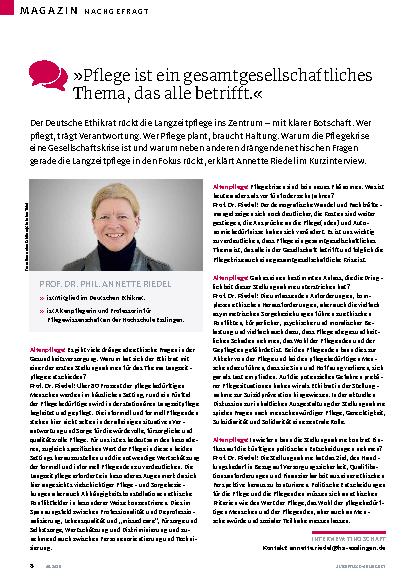 Vorschauseite 1: »Pflege ist ein gesamtgesellschaftliches Thema, das alle betrifft. «