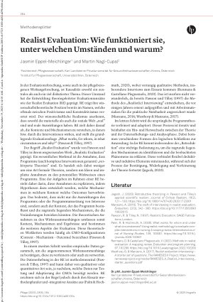 Vorschauseite 1: Realist Evaluation: Wie funktioniert sie, unter welchen Umständen und warum?