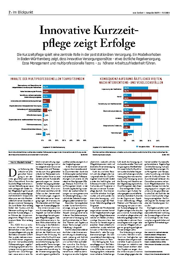 Vorschauseite 1: Innovative Kurzzeitpflege zeigt Erfolge