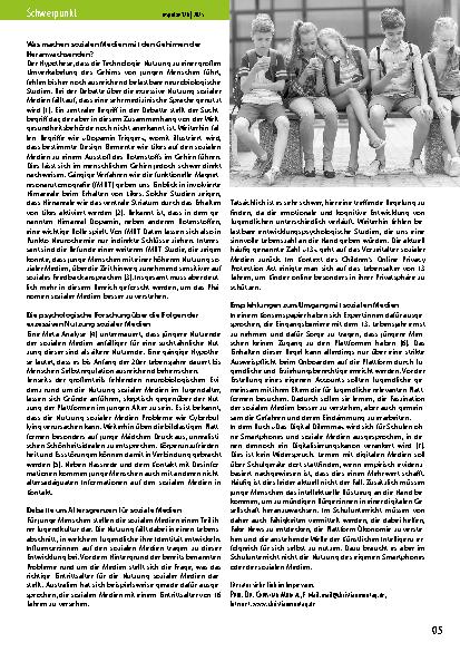 Vorschauseite 2: Soziale Medien im Kindesund Jugendalter – Auswirkungen auf’s Gehirn und Debatte zur Altersbegrenzung
