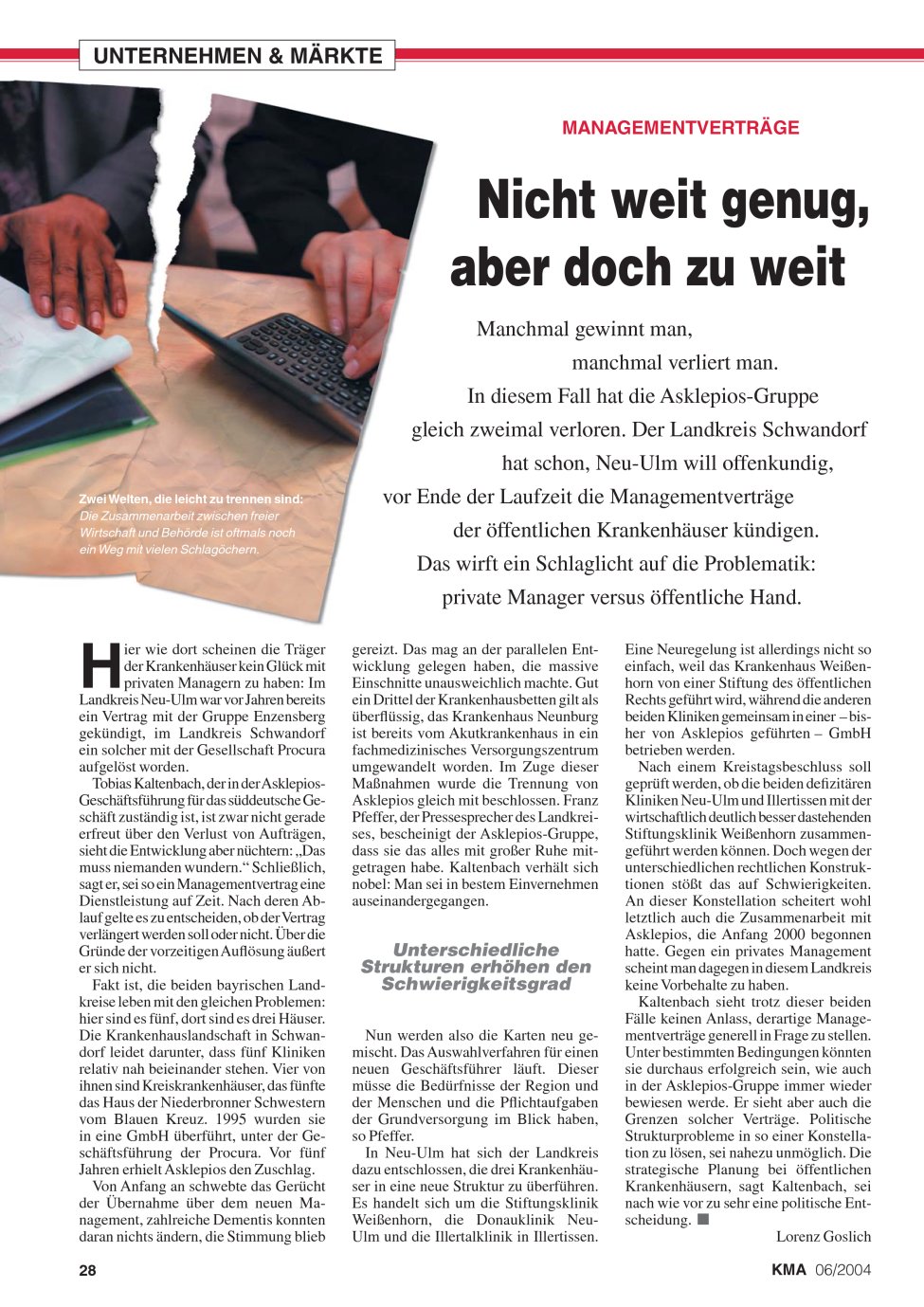 Vorschauseite 1: Nicht weit genug, aber doch zu weit