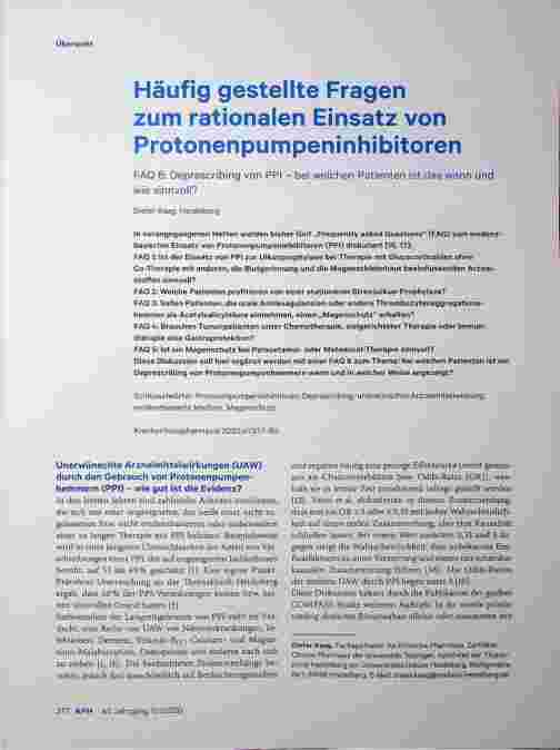 Vorschauseite 1: Häufig gestellte Fragen zum rationalen Einsatz von Protonenpumpeninhibitoren
