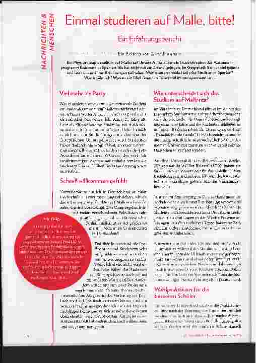 Vorschauseite 1: Einmal studieren auf Mallorca, bitte! Ein Erfahrungsbericht