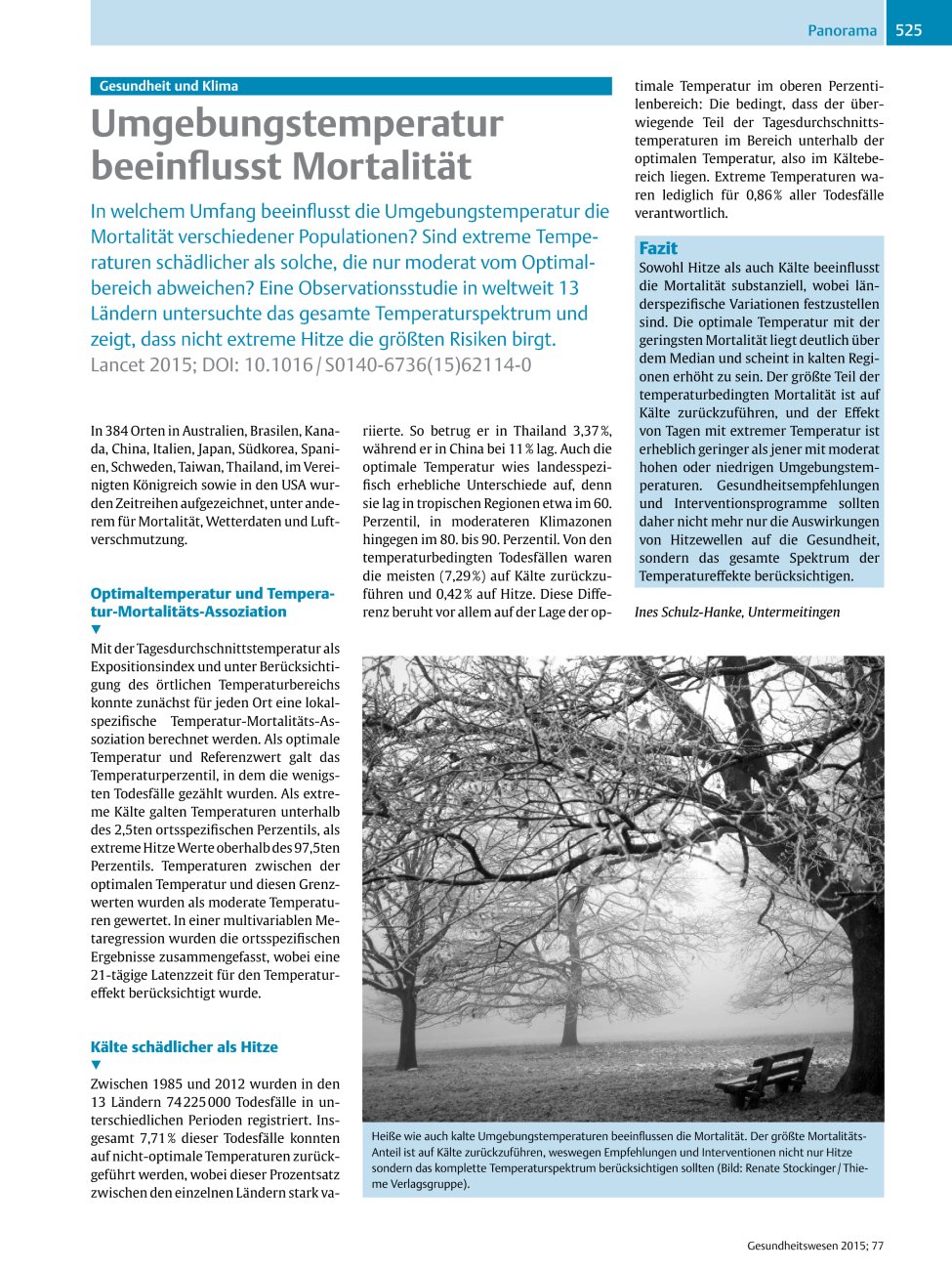 Vorschauseite 1: Umgebungstemperatur beeinflusst Mortalität
