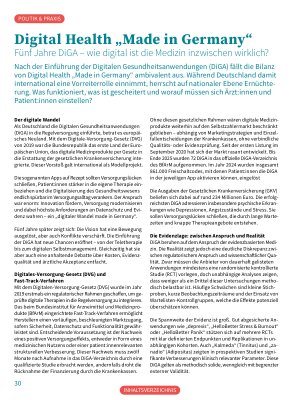 Vorschauseite 1: Digital Health „Made in Germany“ Fünf Jahre DiGA – wie digital ist die Medizin inzwischen wirklich?