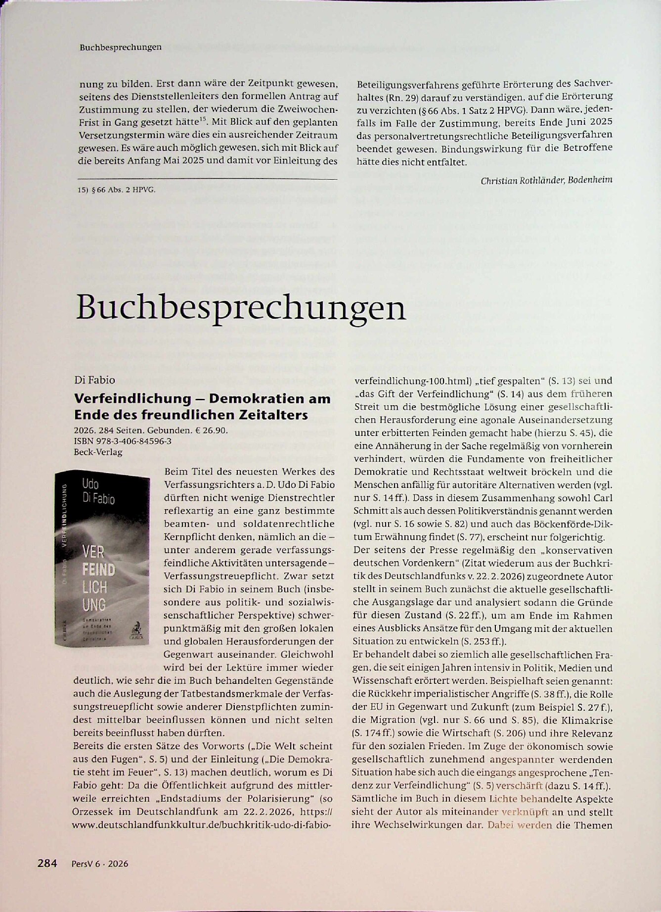 Vorschauseite 6: Nachholung der Beteiligung des Personalrats im Rahmen eines Versetzungsverfahrens