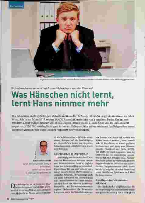 Vorschauseite 1: Sicherheitsbewusstsein bei Auszubildenden - von der Pike auf. Was Hänschen nicht lernt, lernt Hans nimmer mehr.