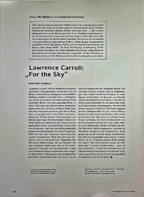 Vorschauseite 1: Lawrence Carroll: „For the Sky"